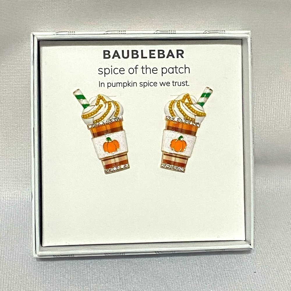 BaubleBar Pumpkin Spice Latte Stud Earrings - Gold & Orange